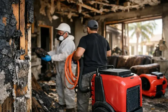 Fire Damage Restoration: What Happens After the Fire Department Leaves? Freeport, FL family reviewing fire damage restoration options and insurance coordination with professional